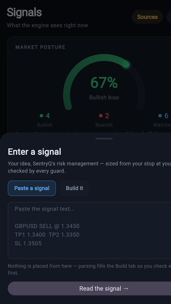 The signal entry sheet